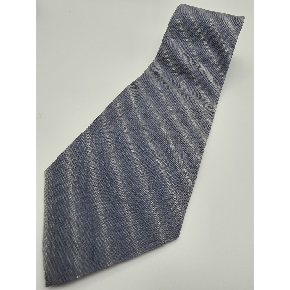Today's Man Made In Italy Striped Necktie Blue Gray Tie 56" x 3.75"